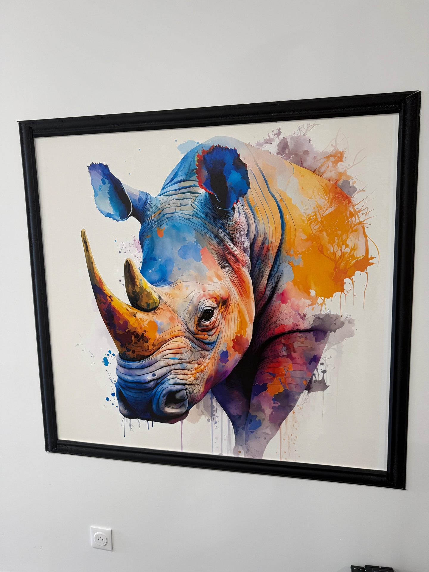 Rhinocéros et cadre imprimé en relief — Prestige Impression, Côte d'Azur