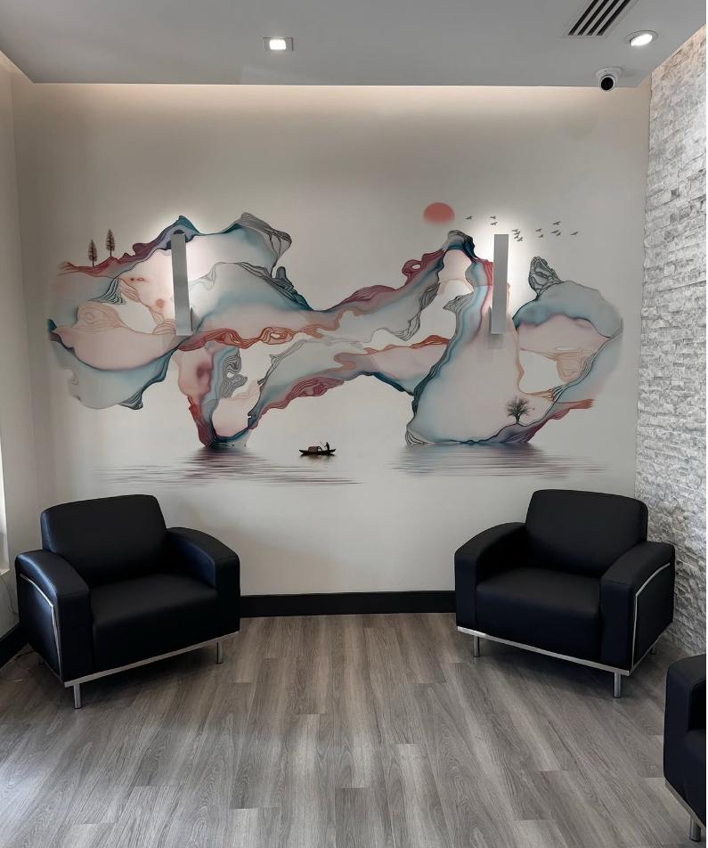 Mer et bateau imprimés en salle d'attente — Prestige Impression, Monaco et Var